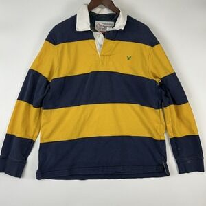 Vintage American Eagle Mens Rugby Polo Shirt Size L Cotton Preppy Sportswear